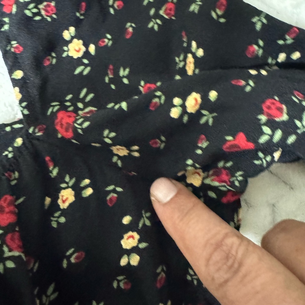Reformation Black Floral Square-Neck Mini Dress - Picture 5 of 9